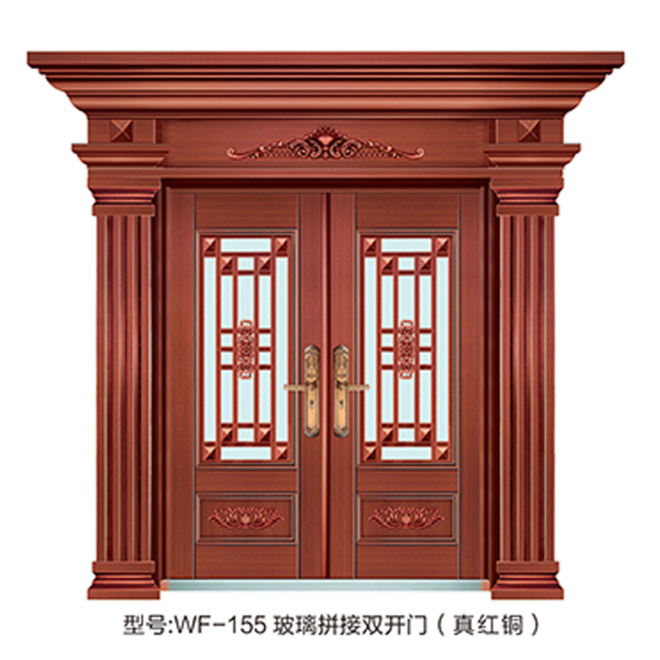 WF-155玻璃拼接双开门（真红铜）